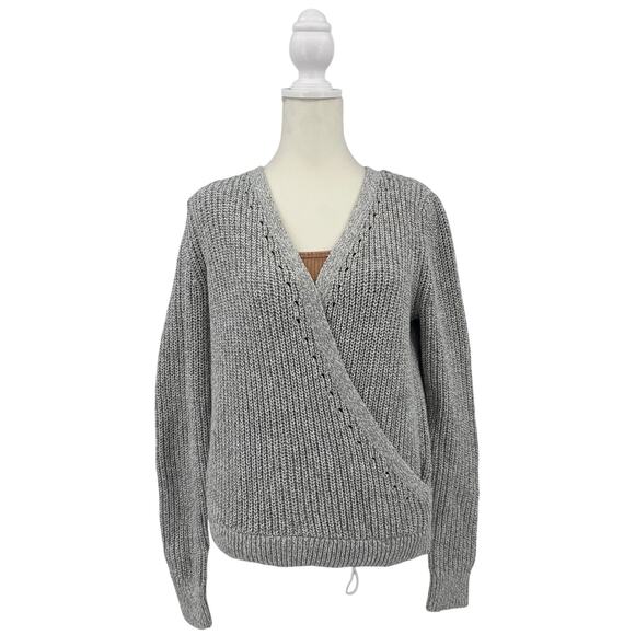 Abercrombie & Fitch Wrap Sweaters WMNS Gray S V-neck Long Sleeve Knit Comfort - Picture 1 of 8